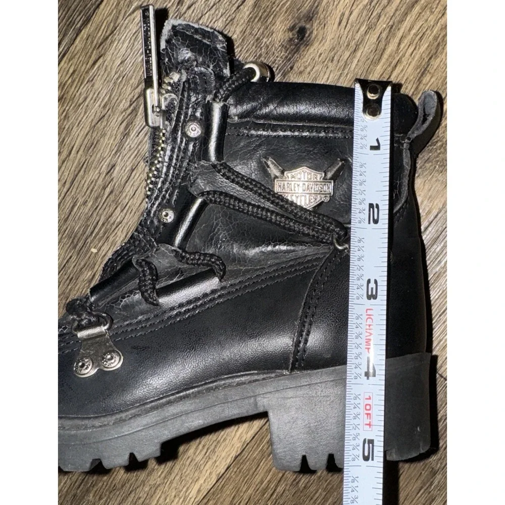 Harley Davidson Brake Light Boots Kids Double Zipper Black Chunky Youth Sz 10